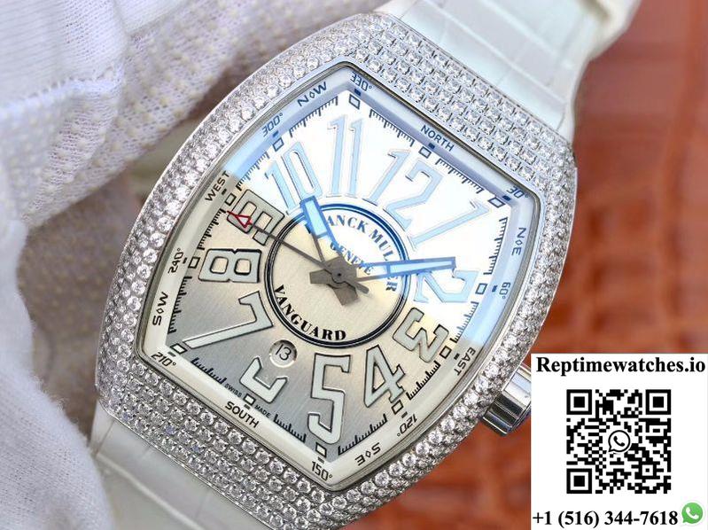 Franck Muller Vanguard V45.Sc.Dt.D.Nbr.Cd.5N.Nr Silver Dial-Rep Time Watches