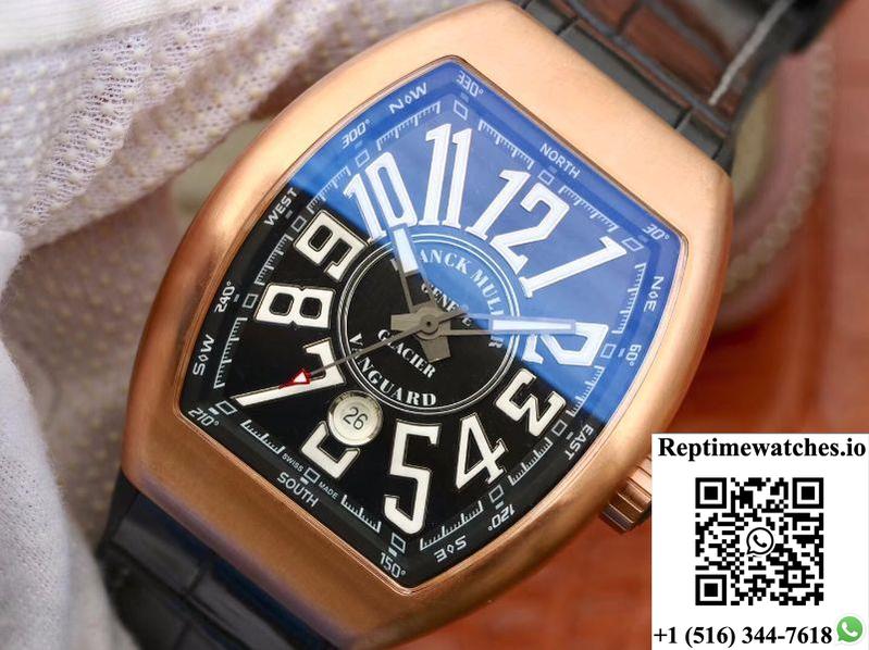 Franck Muller Vanguard V45-02 18K Rose Gold Black Dial-Rep Time Watches
