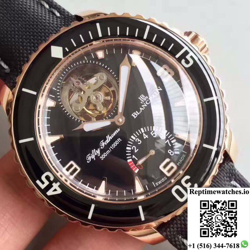 Blancpain Fifty Fathoms Tourbillon 5025-3630-52A Rose Gold Black Dial-Rep Time Watches