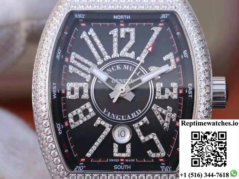 Franck Muller Vanguard V45.Sc.Dt.D.Nbr.Cd.5N.Nr Black Dial-Rep Time Watches