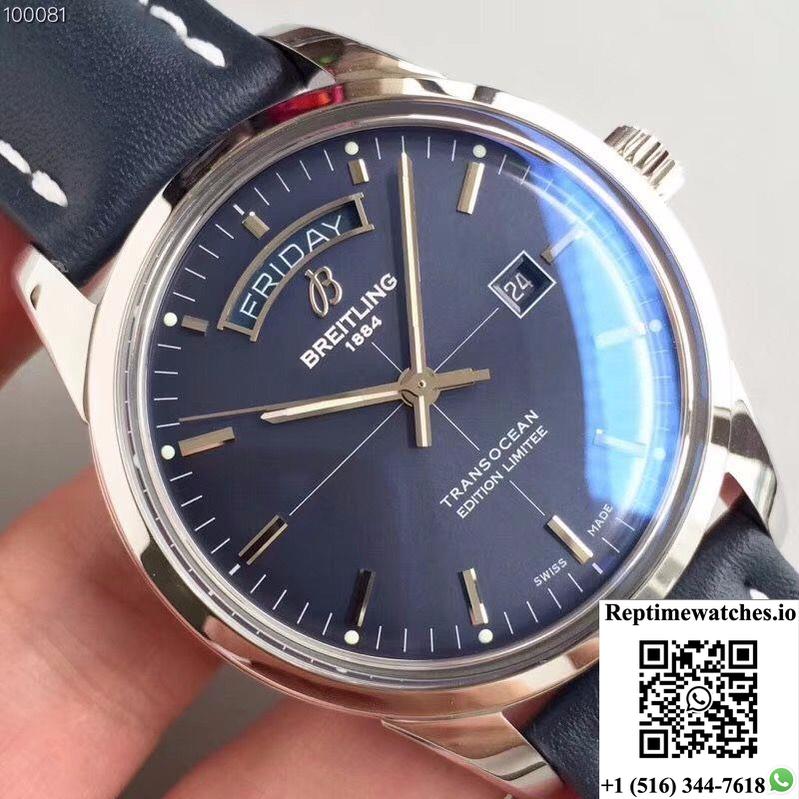 Breitling Transocean Day Date A453109T/C921/731P/A20Ba.1 Blue Dial-Rep Time Watches