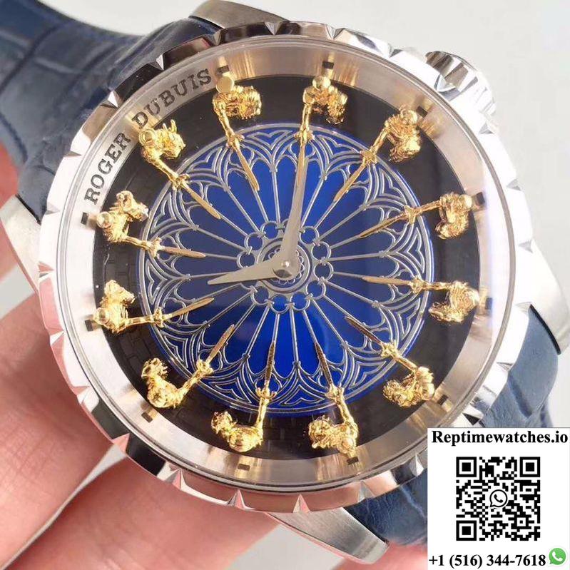 Roger Dubuis Excalibur Knights Of The Round Table Ii Rddbex0495 Blue Dial-Rep Time Watches