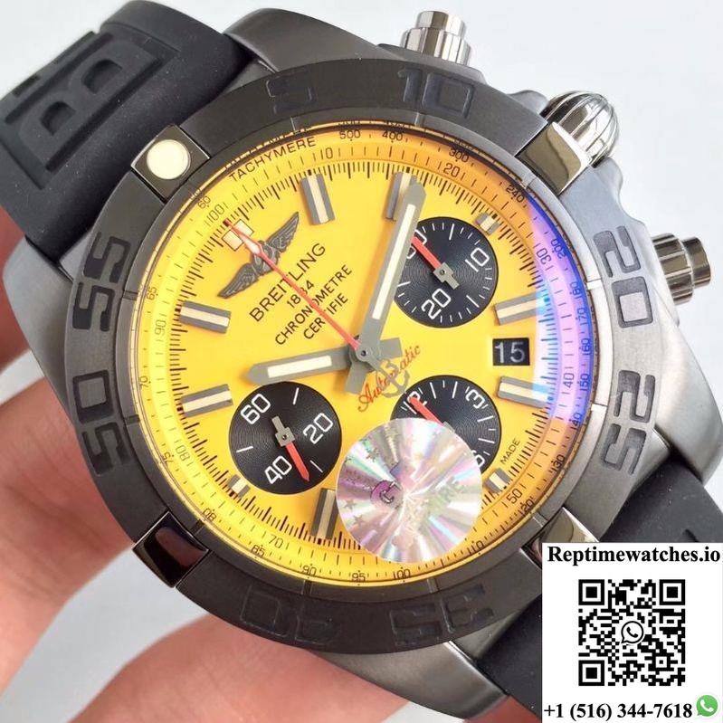 Breitling Chronomat 44 Blacksteel Mb0111C3/I531/262S/M20Dsa.2 Gf Factory Yellow Dial-Rep Time Watches