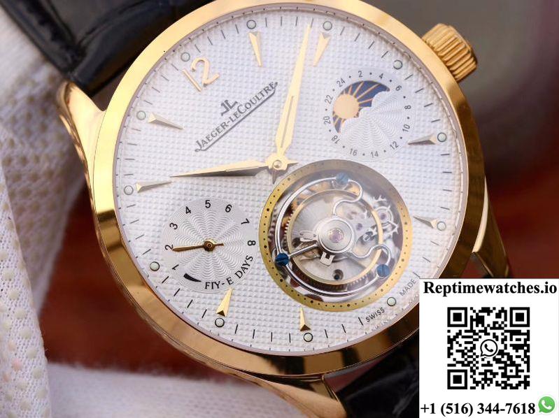 Jaeger-Lecoultre Master Grande Tourbillon 18K Yellow Gold White Dial-Rep Time Watches