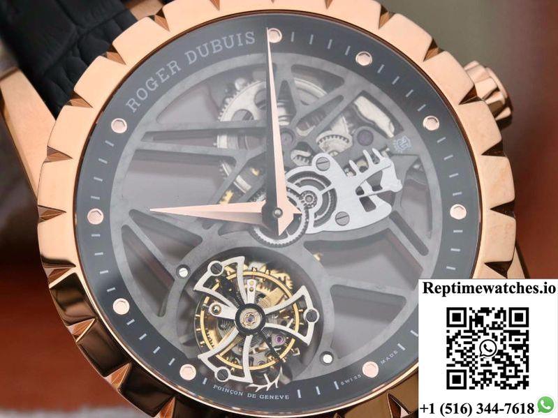 Roger Dubuis Excalibur Skeleton Flying Tourbillon Rddbex0392 Grey Skeleton Dial-Rep Time Watches