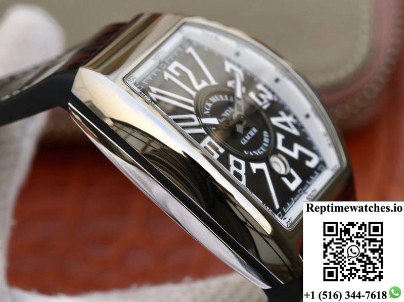 Franck Muller Vanguard V45-04 Black Leather Strap Black Dial-Rep Time Watches