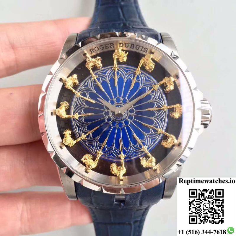 Roger Dubuis Excalibur Knights Of The Round Table Ii Rddbex0495 Blue Dial-Rep Time Watches