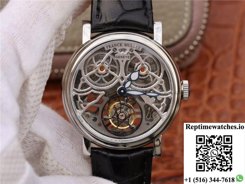 Franck Muller Giga Tourbillon 7048 T G Sqt Br Silver Skeleton Dial-Rep Time Watches