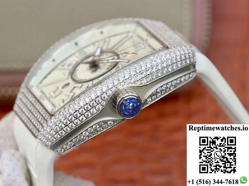 Franck Muller Vanguard V45.Sc.Dt.D.Nbr.Cd.5N.Nr Silver Dial-Rep Time Watches
