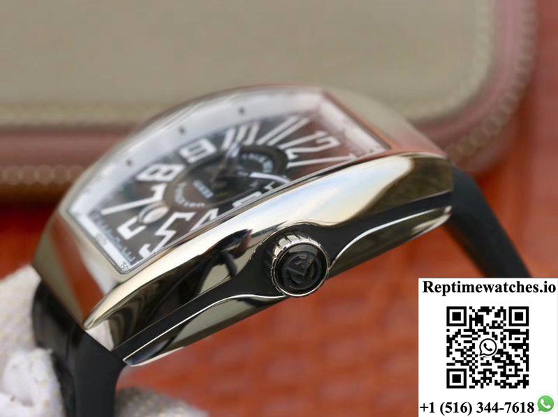 Franck Muller Vanguard V45-04 Black Leather Strap Black Dial-Rep Time Watches