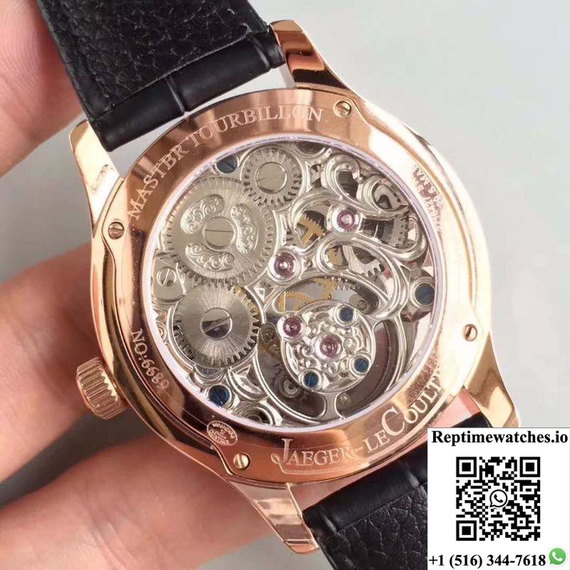 Jaeger-Lecoultre Master Grande Tradition Tourbillon Rose Gold White Dial-Rep Time Watches