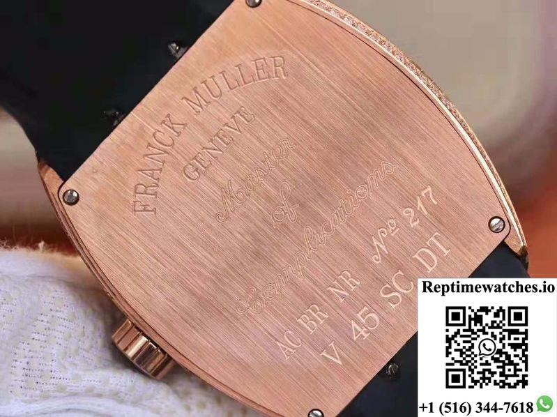 Franck Muller Vanguard 18K Rose Gold V45.Sc.Dt.D.Nbr.Cd.5N.Nr Black Dial-Rep Time Watches