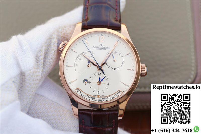 Jaeger-Lecoultre Master Calendar 1428421 Rose Gold White Dial-Rep Time Watches