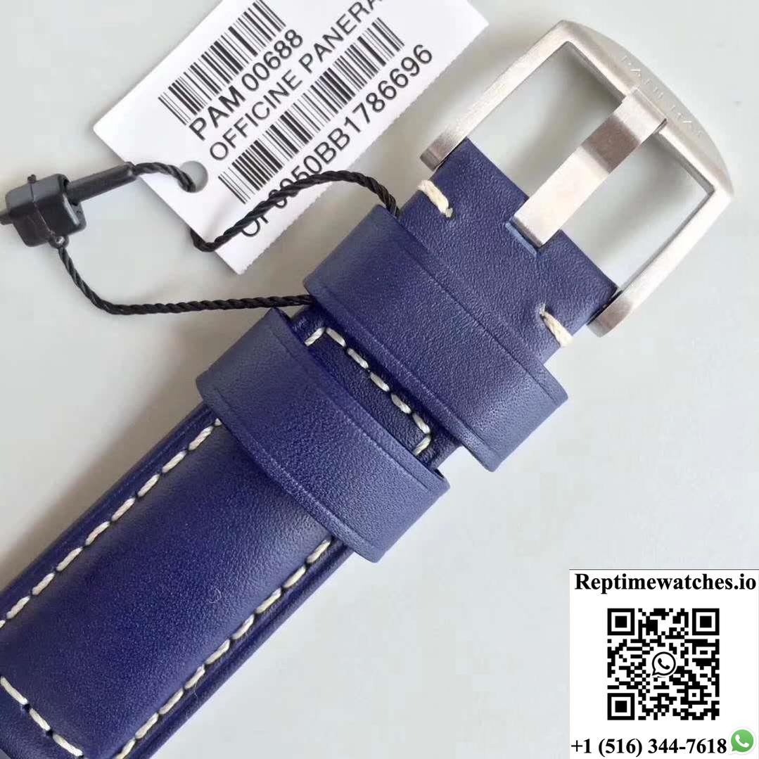 Panerai Luminor 1950 3 Days Gmt Acciaio Pam688 Vs Factory V2 Blue Dial-Rep Time Watches