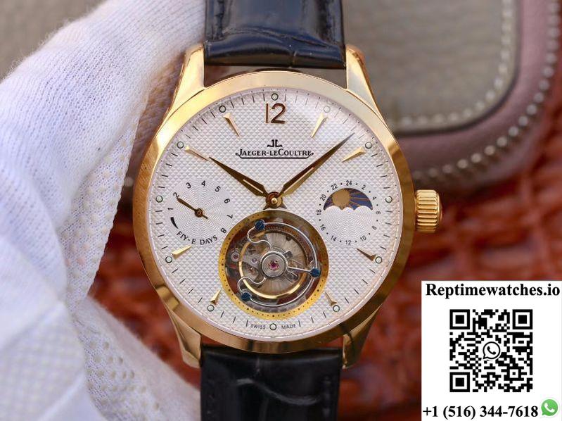 Jaeger-Lecoultre Master Grande Tourbillon 18K Yellow Gold White Dial-Rep Time Watches
