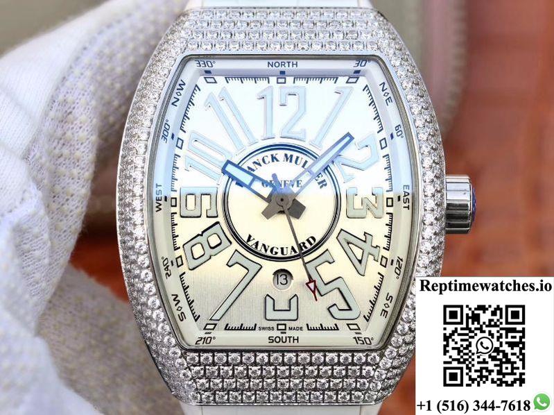 Franck Muller Vanguard V45.Sc.Dt.D.Nbr.Cd.5N.Nr Silver Dial-Rep Time Watches
