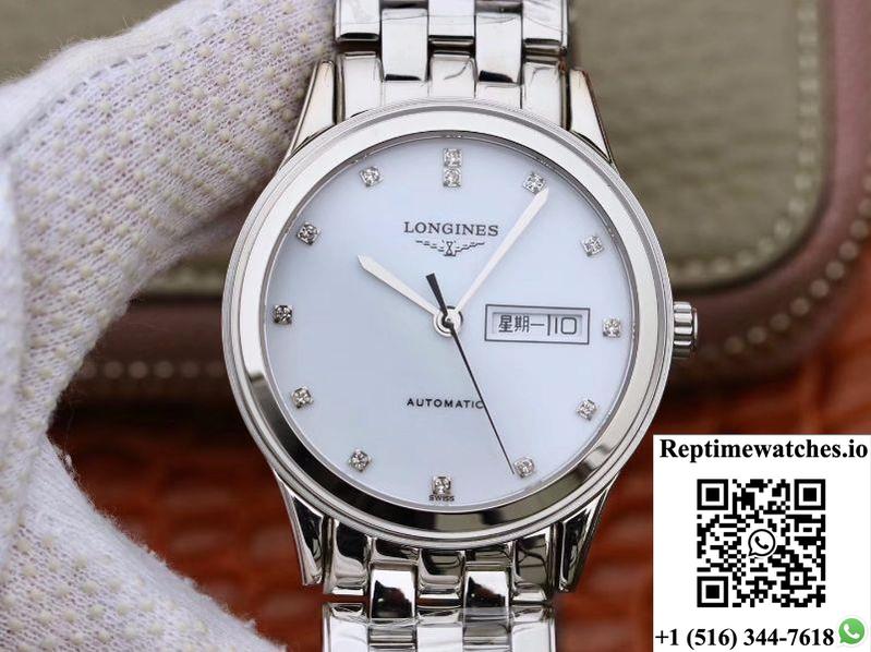 Longines Flagship Double Calendar L4.899.4.12.602 Gk Factory White Dial-Rep Time Watches