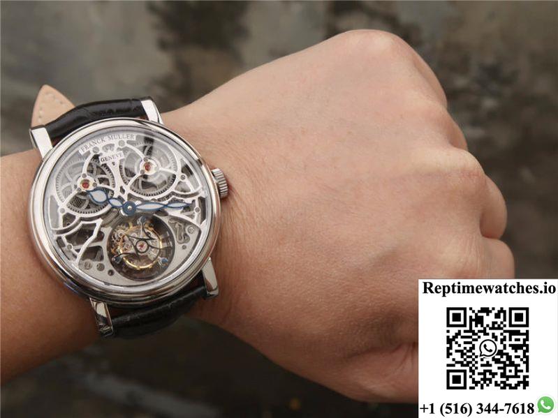 Franck Muller Giga Tourbillon 7048 T G Sqt Br Silver Skeleton Dial-Rep Time Watches