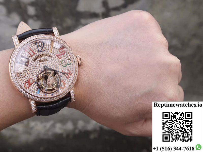 Franck Muller Round Color Dreams Tourbillon 18K Rose Gold Diamond Dial-Rep Time Watches