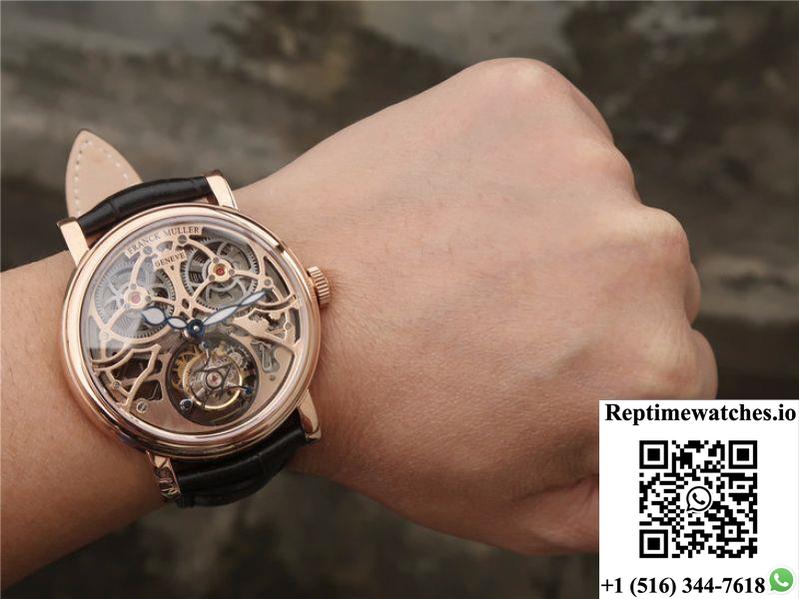 Franck Muller Giga Tourbillon 18K Rose Gold Skeleton Dial-Rep Time Watches