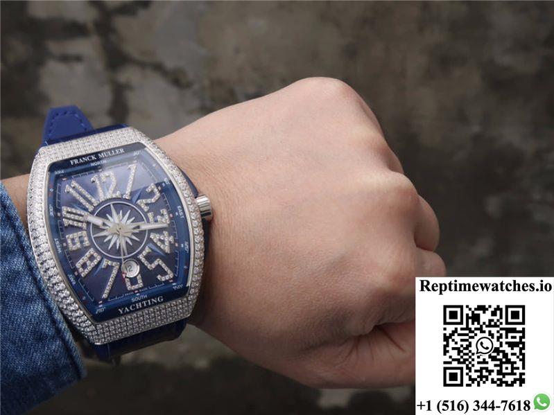 Franck Muller Vanguard V45.Sc.Dt.Ac.Bl Blue Dial-Rep Time Watches