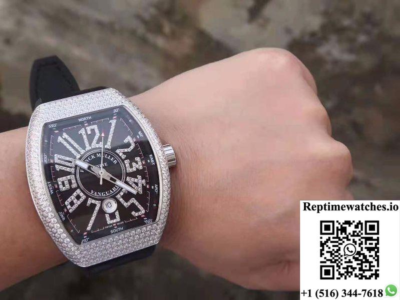 Franck Muller Vanguard V45.Sc.Dt.D.Nbr.Cd.5N.Nr Black Dial-Rep Time Watches