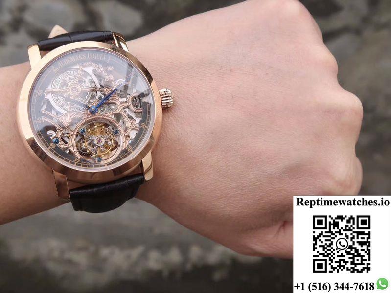 Audemars Piguet Jules Audemars Tourbillon 26357Pt.Zz.D028Cr.01 18K Rose Gold Skeleton Dial-Rep Time Watches