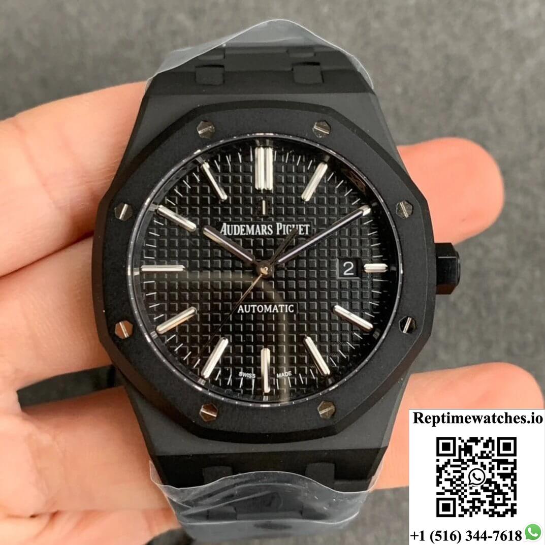Audemars Piguet Royal Oak 15400 Dlc Version Zf Factory Frosted Black Dial-Rep Time Watches