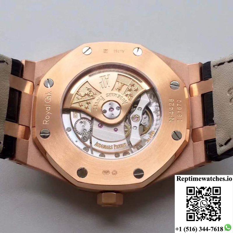 Audemars Piguet Royal Oak 15400 Jf Factory Leather Strap Black Dial-Rep Time Watches