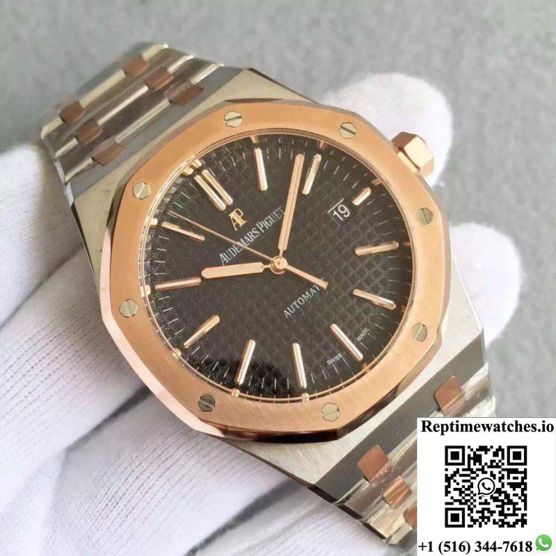Audemars Piguet Royal Oak 15400 Jf Factory Rose Gold Black Dial-Rep Time Watches