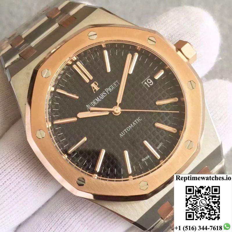 Audemars Piguet Royal Oak 15400 Jf Factory Rose Gold Black Dial-Rep Time Watches