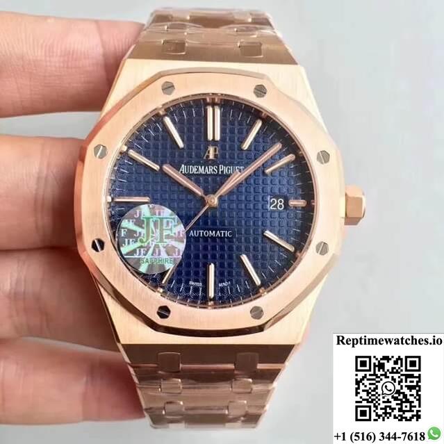 Audemars Piguet Royal Oak 15400Or.Oo.1220Or.03 Jf Factory Rose Gold Blue Dial-Rep Time Watches