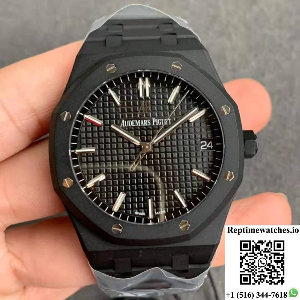 Audemars Piguet Royal Oak 15500 Dlc Version Zf Factory Frosted Black Dial-Rep Time Watches