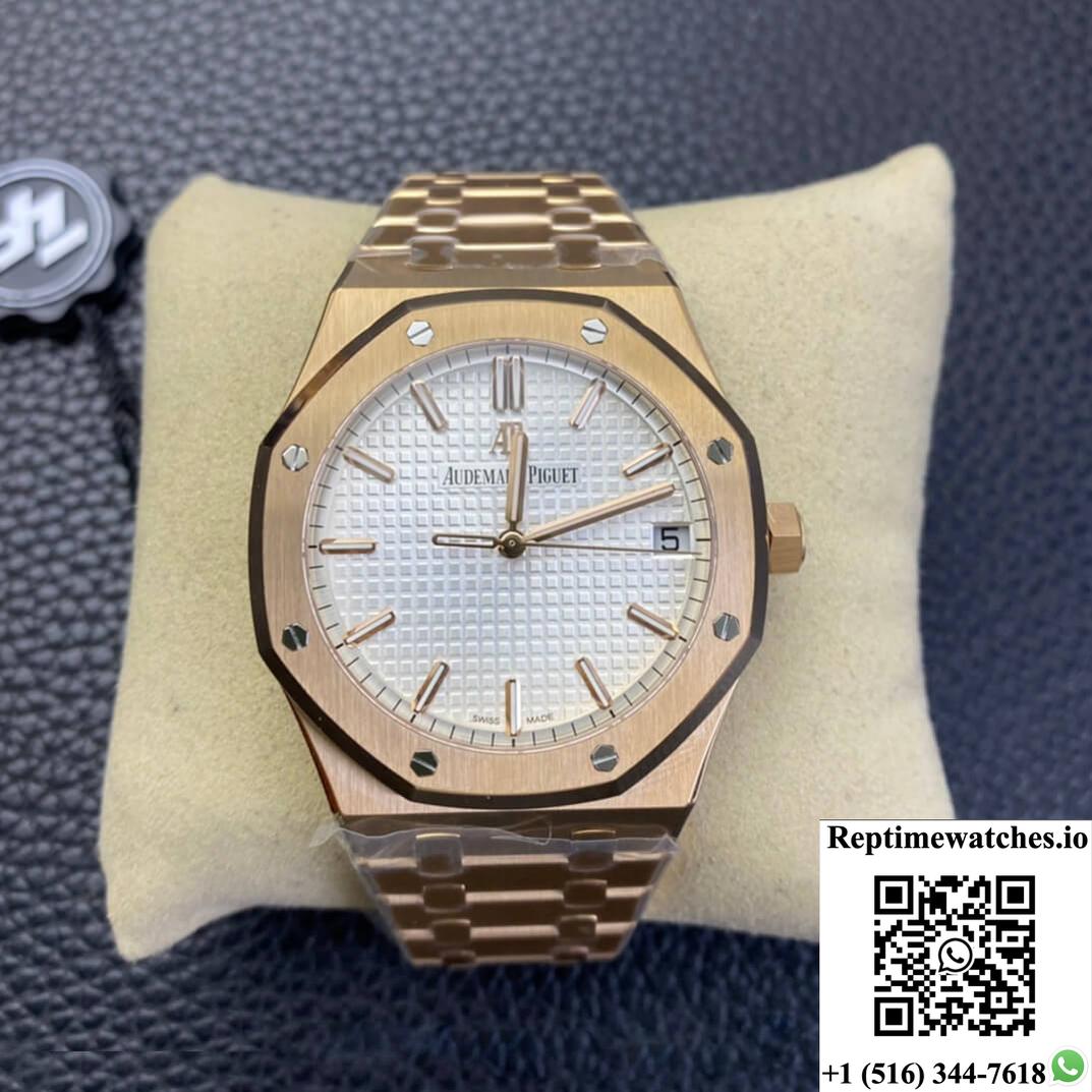 Audemars Piguet Royal Oak 15500 Zf Factory Rose Gold Version White Dial-Rep Time Watches