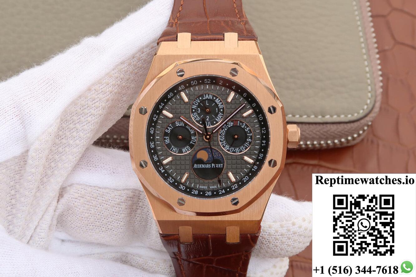 Audemars Piguet Royal Oak Perpetual Calendar 26574 Jf Factory Rose Gold Grey Dial-Rep Time Watches