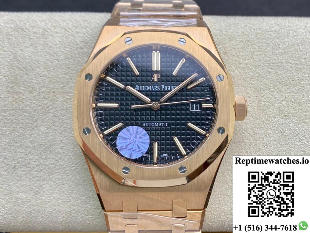 Audemars Piguet Royal Oak Rose Gold 15450 Jf Factory V5 Black Dial-Rep Time Watches