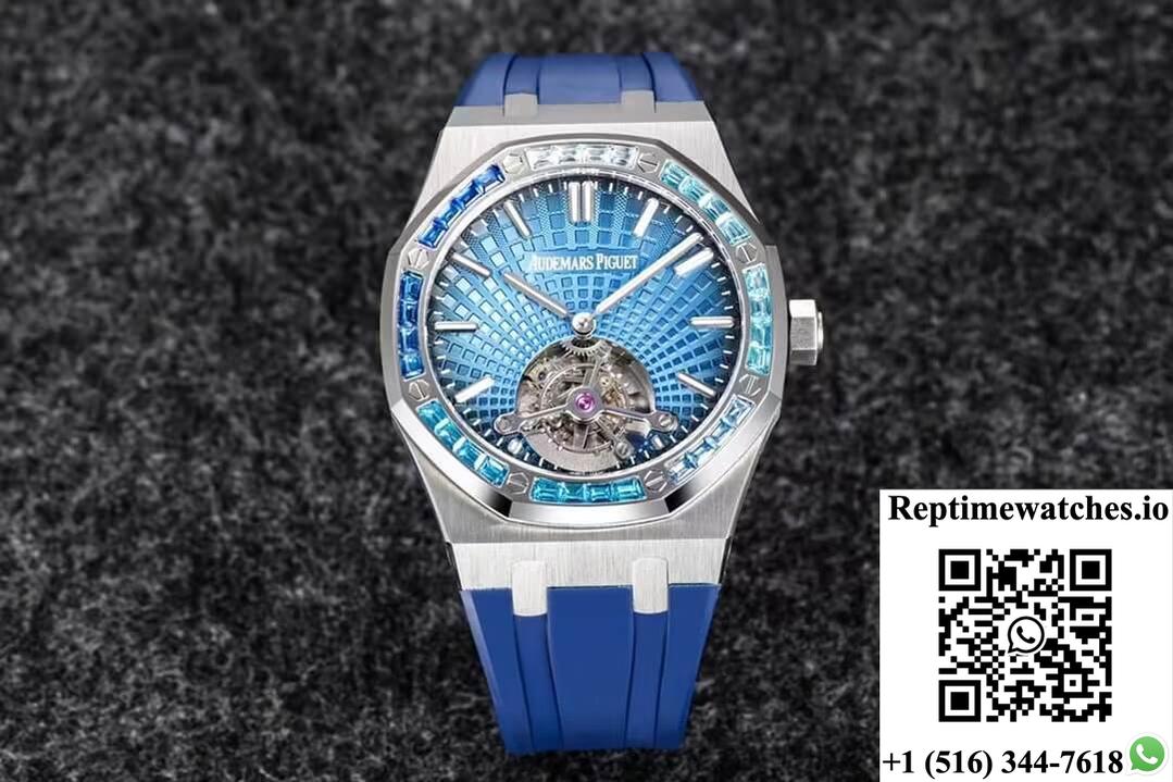 Audemars Piguet Royal Oak Tourbillon R8 Factory V3 Blue Rubber Strap-Rep Time Watches