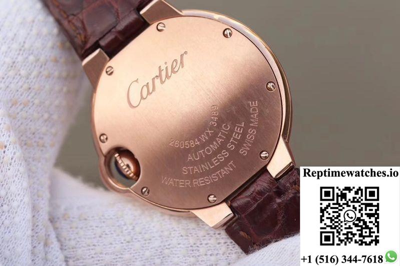 Ballon Bleu De Cartier Ladies 33Mm V6 Factory 18K Rose Gold Case White Dial-Rep Time Watches