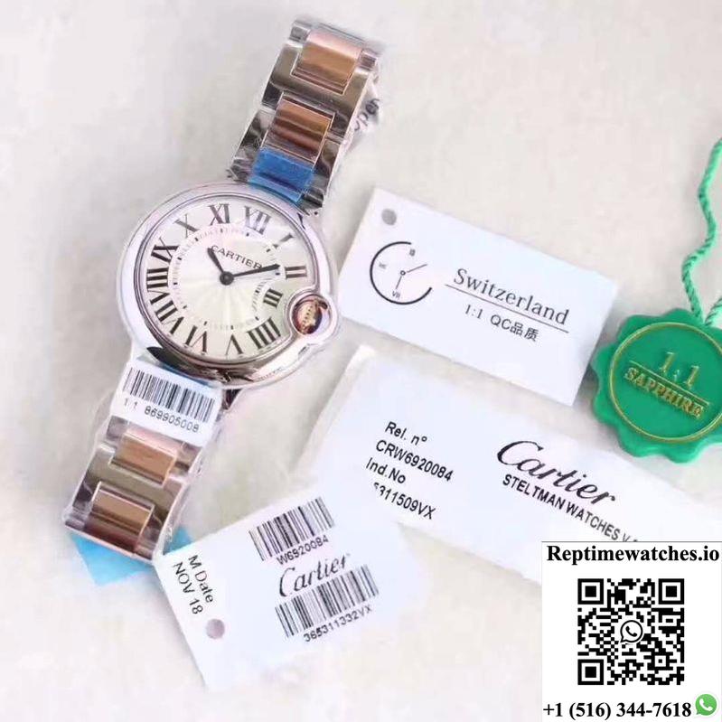 Ballon Bleu De Cartier Ladies W6920033 36Mm V6 Factory White Textured Dial-Rep Time Watches