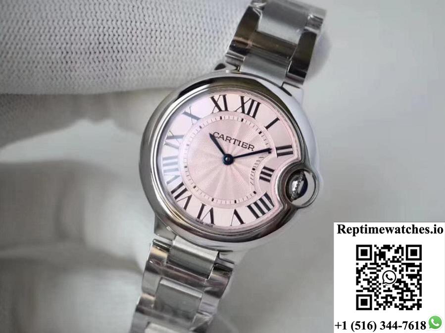 Ballon Bleu De Cartier Pink Dial 33Mm V6 Factory-Rep Time Watches