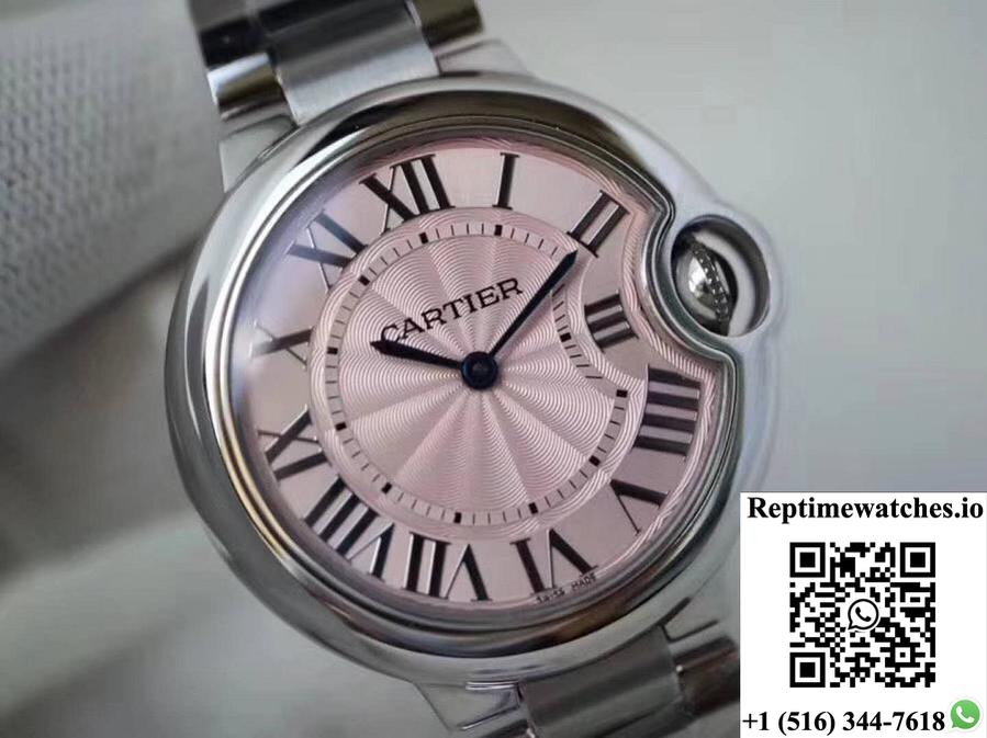Ballon Bleu De Cartier Pink Dial 33Mm V6 Factory-Rep Time Watches