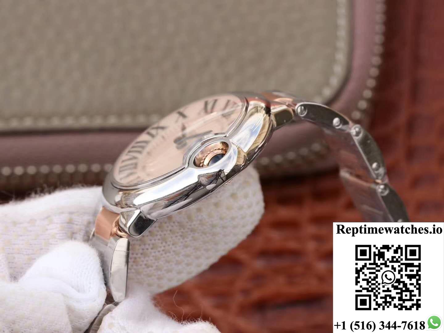 Ballon Bleu De Cartier W69201 Ladies 33Mm V6 Factory Pink Dial-Rep Time Watches
