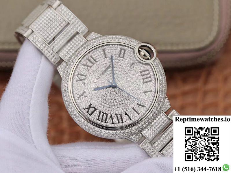 Ballon Bleu De Cartier We9009Z3 42Mm Tw Factory Silver Diamond Dial-Rep Time Watches