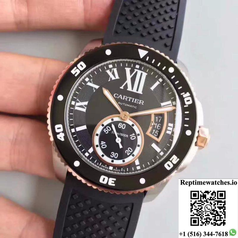 Calibre De Cartier Diver W7100056 42Mm Jf Factory Black Dial-Rep Time Watches