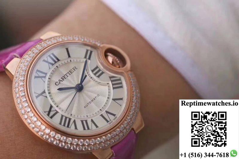 Cartier Ballon Bleu 36Mm Rose Gold V9 Factory Silver Dial-Rep Time Watches