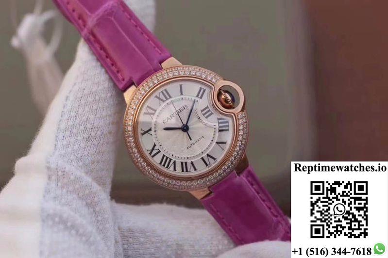 Cartier Ballon Bleu 36Mm Rose Gold V9 Factory Silver Dial-Rep Time Watches