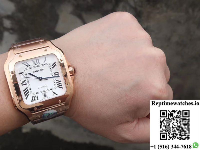 Cartier De Santos 40Mm Bv Factory 18K Rose Gold Case White Dial-Rep Time Watches