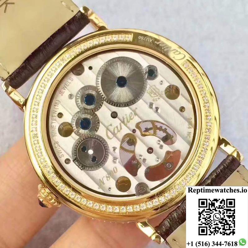 Cartier Rotonde Tourbillon Diamonds Dial-Rep Time Watches