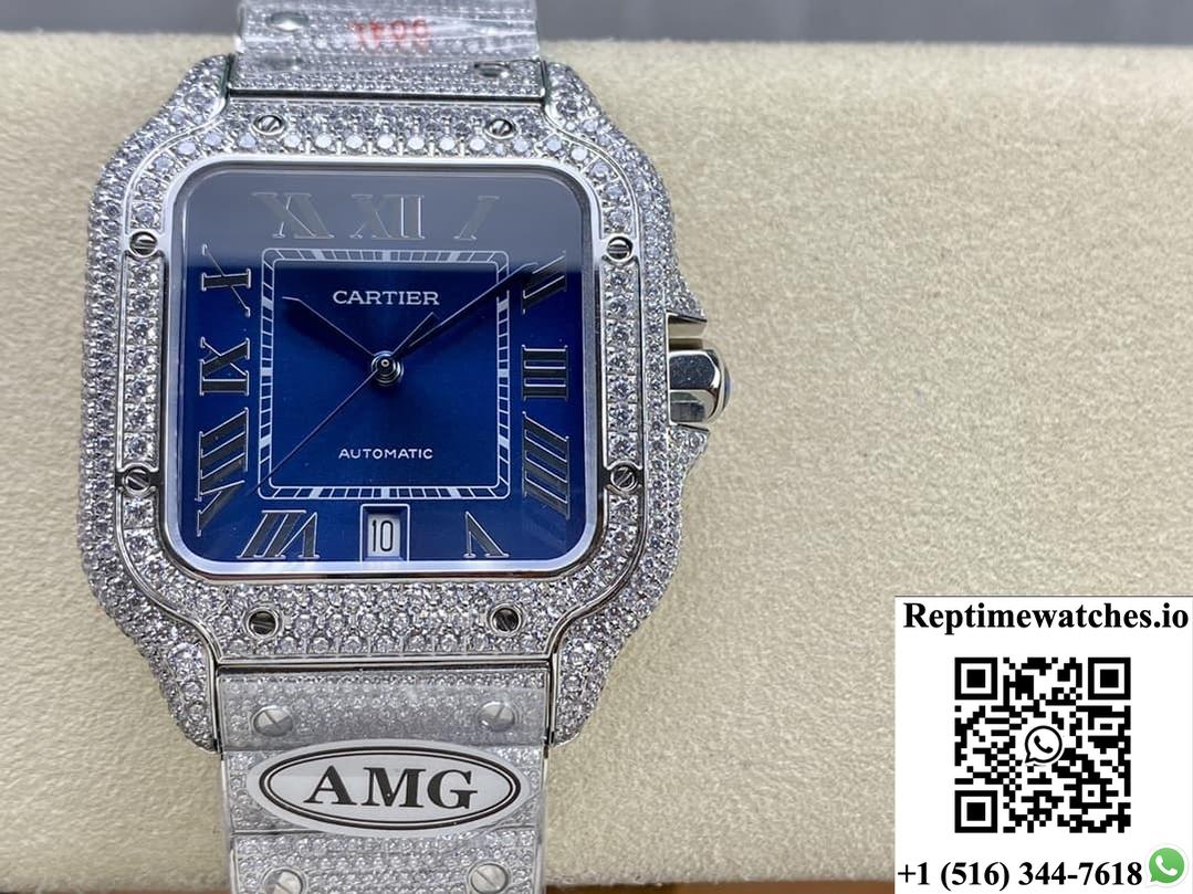 Cartier Santos Wssa0010 Amg Factory Roman Numerals-Rep Time Watches