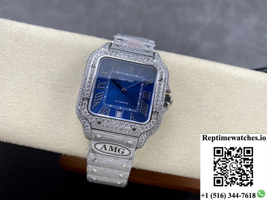 Cartier Santos Wssa0010 Amg Factory Roman Numerals-Rep Time Watches